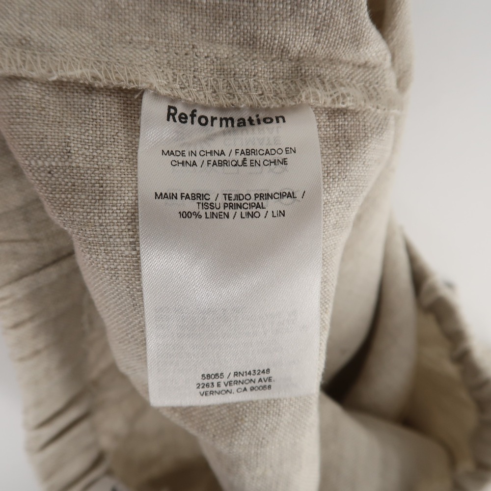 Reformation Olina Pants Womens XS Oatmeal Beige Solid Linen Wide Leg Drawstring - Picture 10 of 11